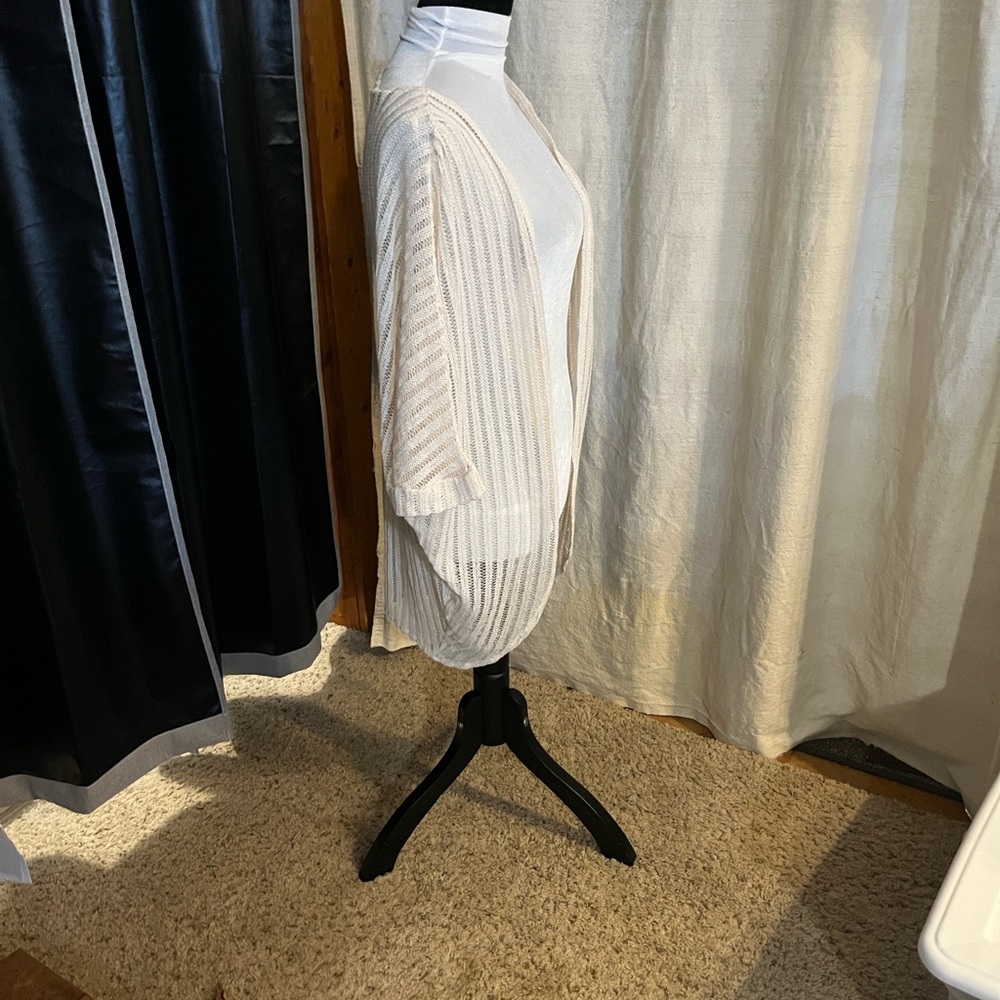 Cream Open-Front Cardigan - Picture 3 of 4